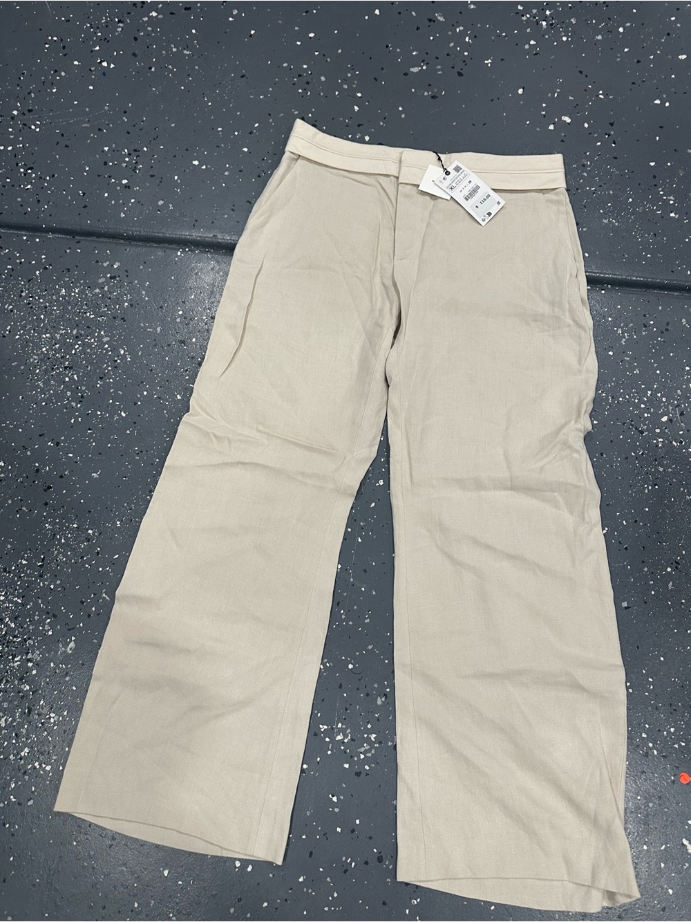 Zara women linen  Casual Beige Wide-Leg Pants
